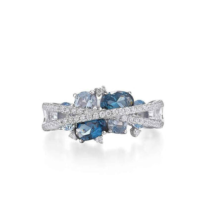 GZ258 - Shimmering Blue Spinel 925 Sterling Silver Ring - Charm Jewelry - Touchy Style .