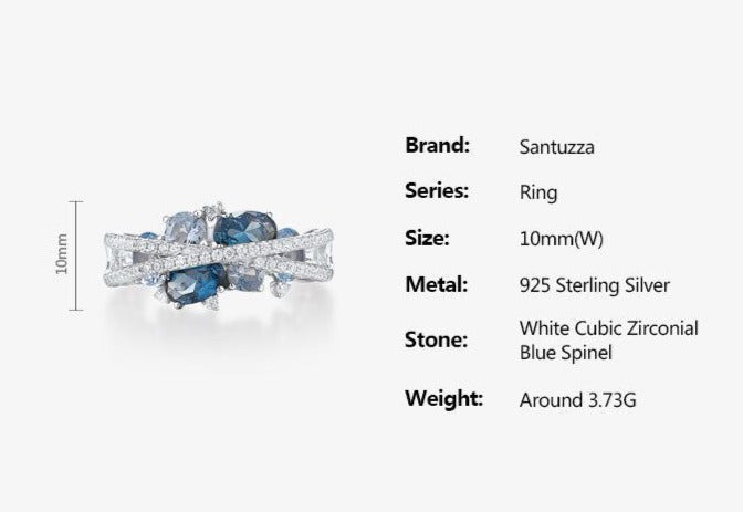 GZ258 - Shimmering Blue Spinel 925 Sterling Silver Ring - Charm Jewelry - Touchy Style .