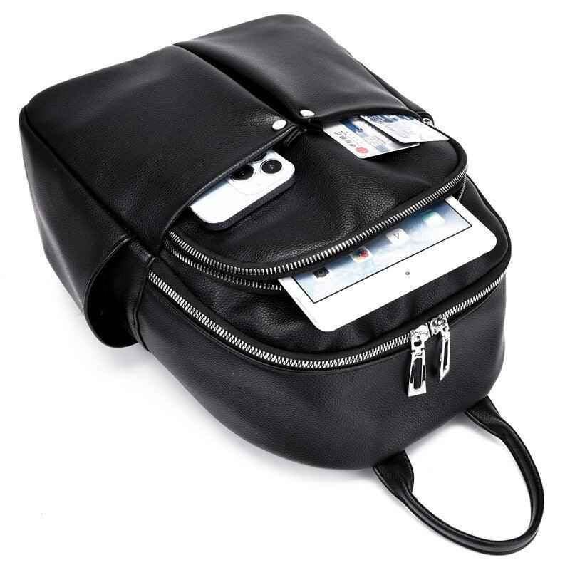 GZ259 Leather Cool Backpack - Soft Large Capacity School Bags for Teenage Girls - Touchy Style