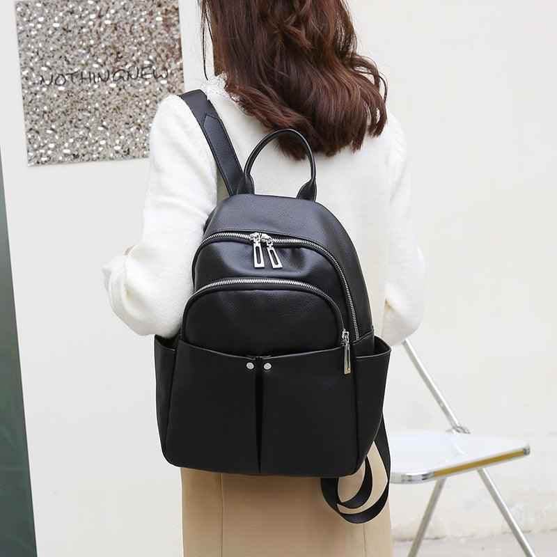 GZ259 Leather Cool Backpack - Soft Large Capacity School Bags for Teenage Girls - Touchy Style