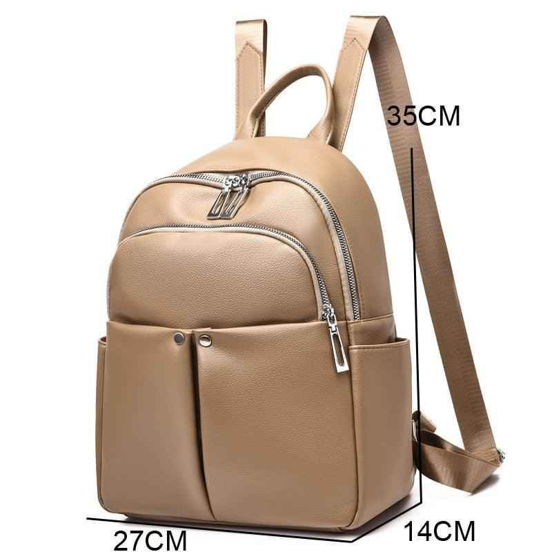 GZ259 Leather Cool Backpack - Soft Large Capacity School Bags for Teenage Girls - Touchy Style