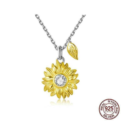 GZ308 - Sunflower Necklace - 925 Sterling Silver Charm Jewelry - Touchy Style