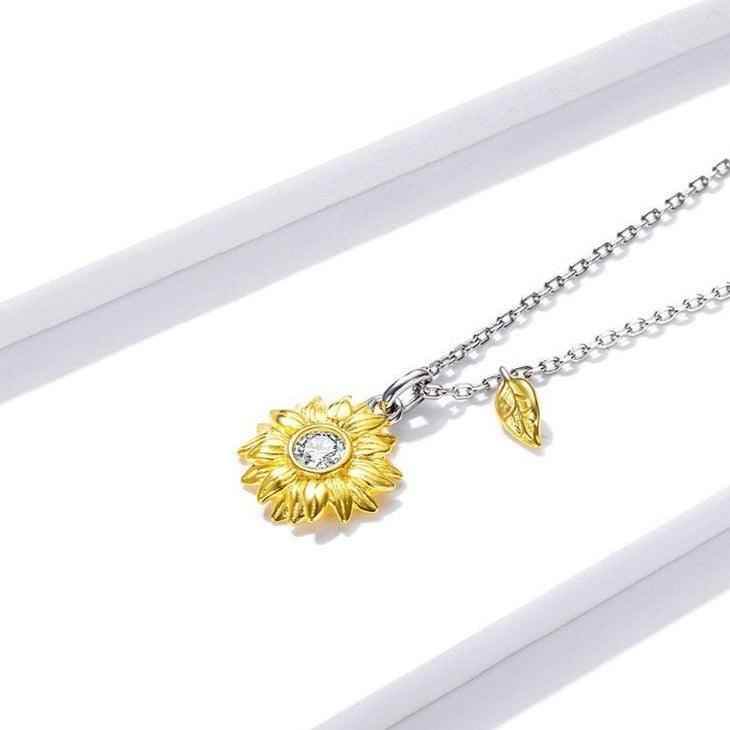 GZ308 - Sunflower Necklace - 925 Sterling Silver Charm Jewelry - Touchy Style