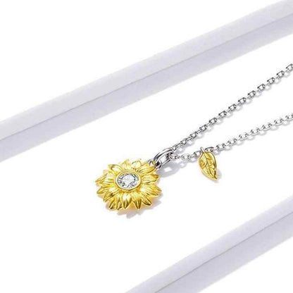 GZ308 - Sunflower Necklace - 925 Sterling Silver Charm Jewelry - Touchy Style