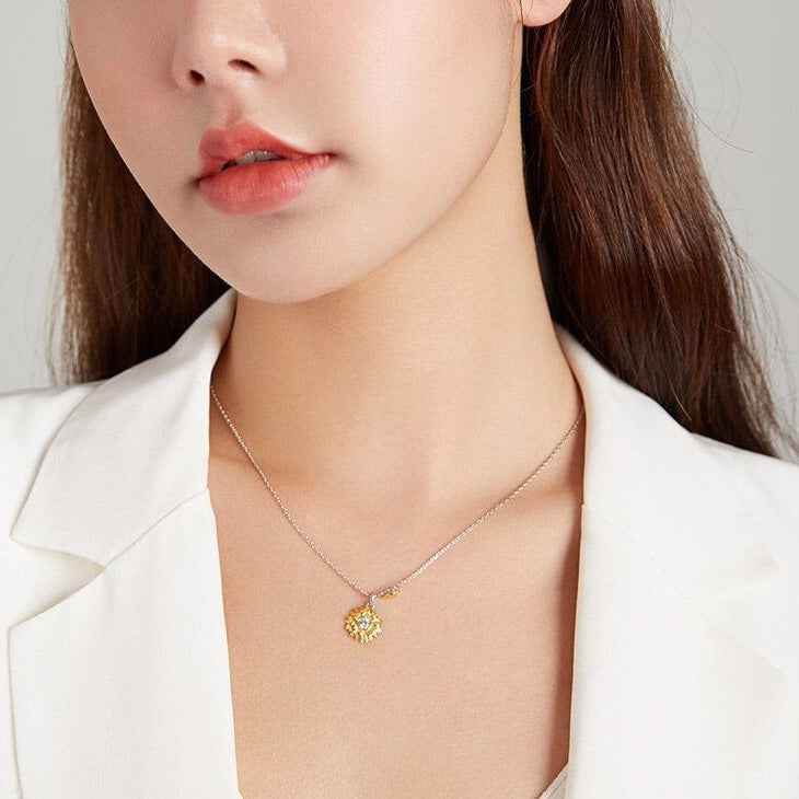 GZ308 - Sunflower Necklace - 925 Sterling Silver Charm Jewelry - Touchy Style