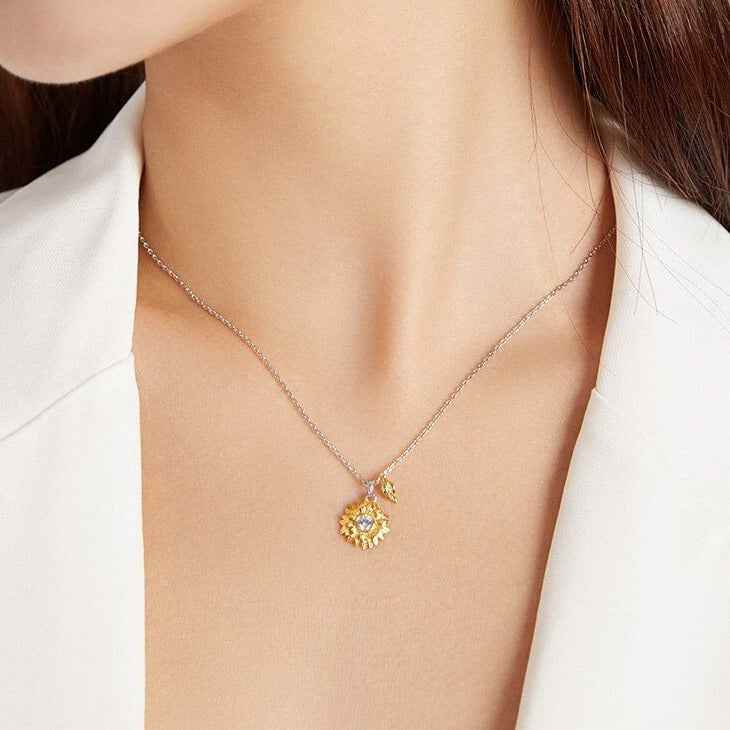 GZ308 - Sunflower Necklace - 925 Sterling Silver Charm Jewelry - Touchy Style