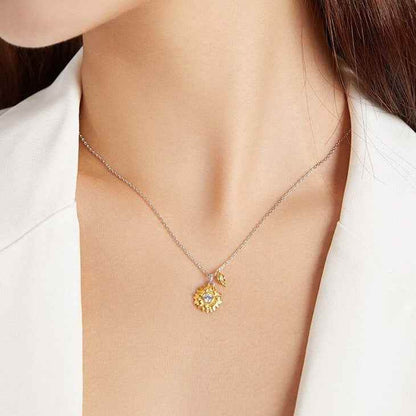 GZ308 - Sunflower Necklace - 925 Sterling Silver Charm Jewelry - Touchy Style