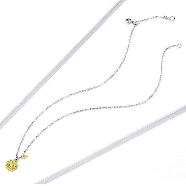 GZ308 - Sunflower Necklace - 925 Sterling Silver Charm Jewelry - Touchy Style