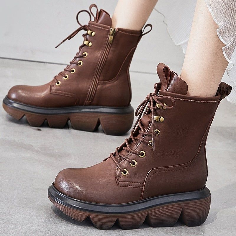 Handmade Genuine Leather Ankle Boots Women&