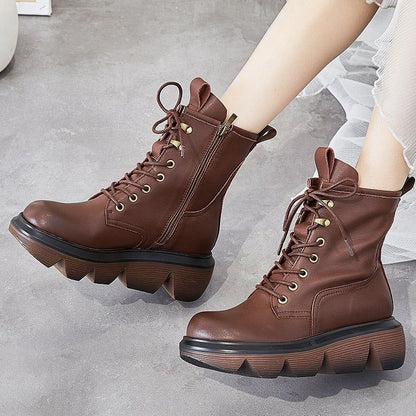 Handmade Genuine Leather Ankle Boots Women&