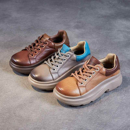 Handmade Genuine Leather Sneakers - Women&