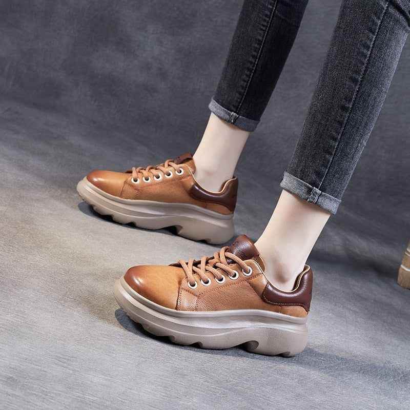 Handmade Genuine Leather Sneakers - Women&