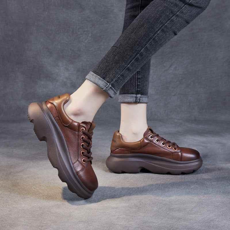 Handmade Genuine Leather Sneakers - Women&