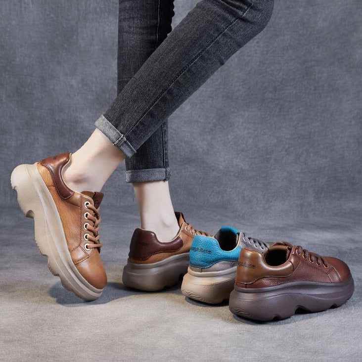 Handmade Genuine Leather Sneakers - Women&