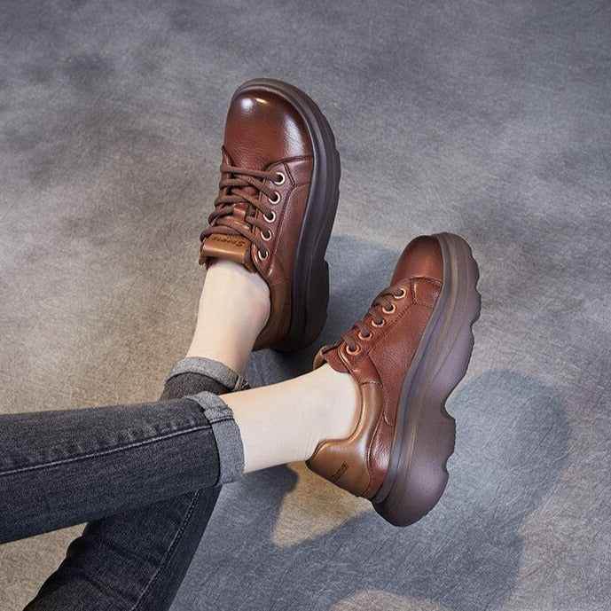 Handmade Genuine Leather Sneakers - Women&