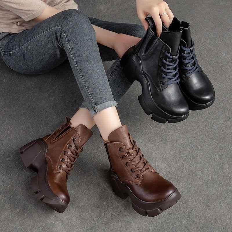 Handmade Leather Ankle Boots - Women&