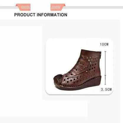 Handmade Leather Wedge Boots - Women&