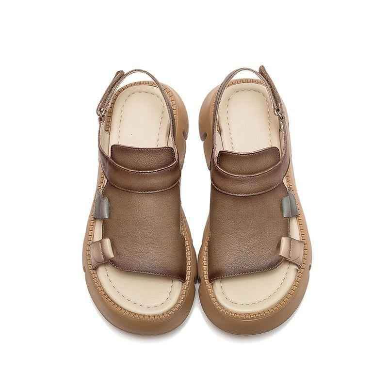 Handmade Leather Wedges Sandals - Women&