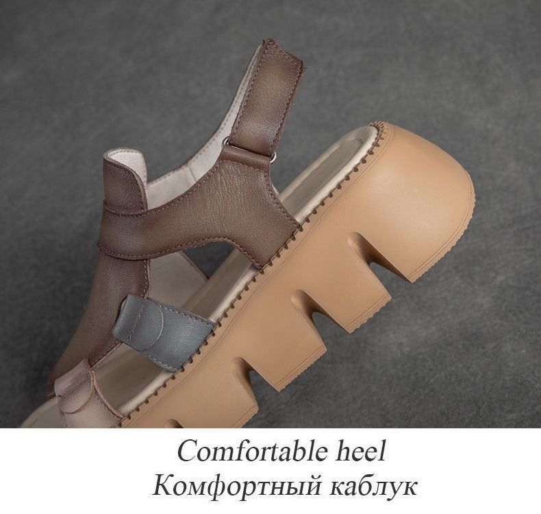 Handmade Leather Wedges Sandals - Women&