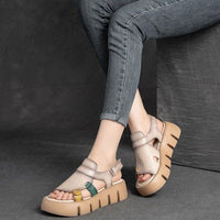 Handmade Leather Wedges Sandals - Women's Casual Shoes WC158 - Touchy Style .