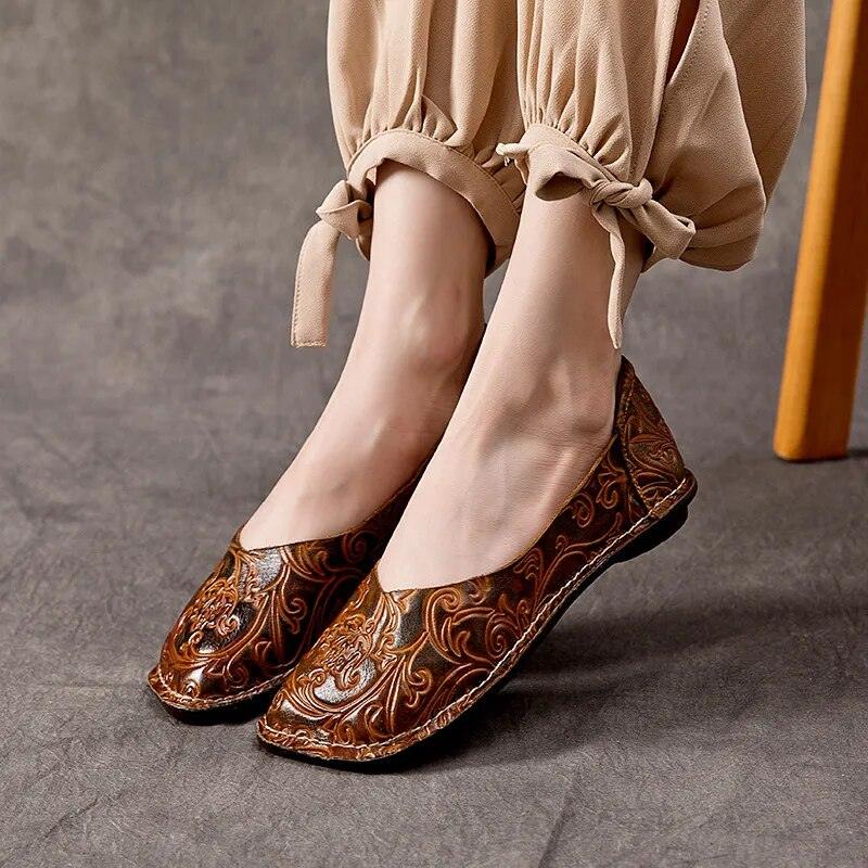 Handmade Soft Leather Embroidery Women&