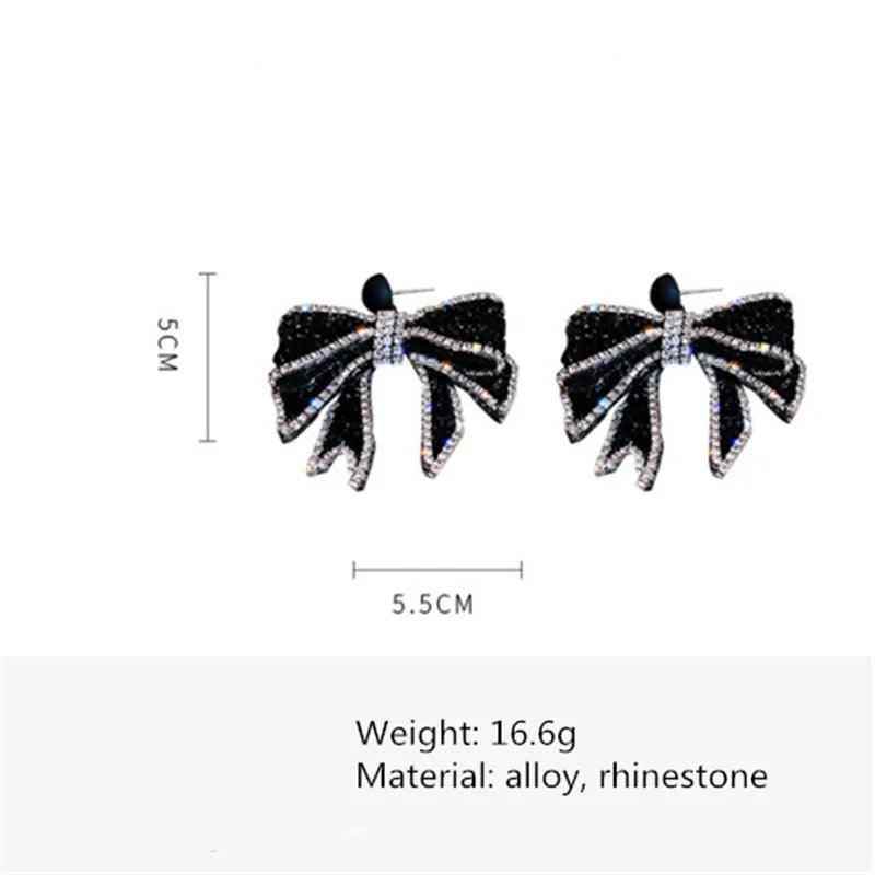 HE4524 Dangle Earring Charm Jewelry - Korean Style Black Bowknot - Touchy Style .