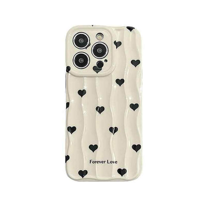 Heart Dot Flowers Water Ripple Cute Phone Cases for iPhone 11, 12, 13, 14, 15 Pro Max - Touchy Style