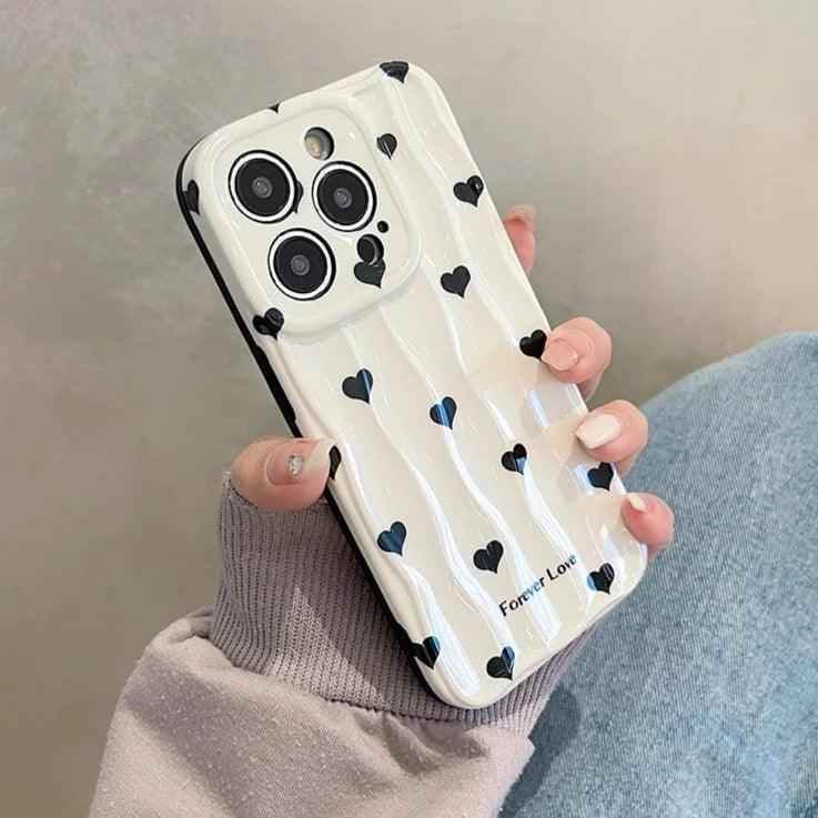 Heart Dot Flowers Water Ripple Cute Phone Cases for iPhone 11, 12, 13, 14, 15 Pro Max - Touchy Style