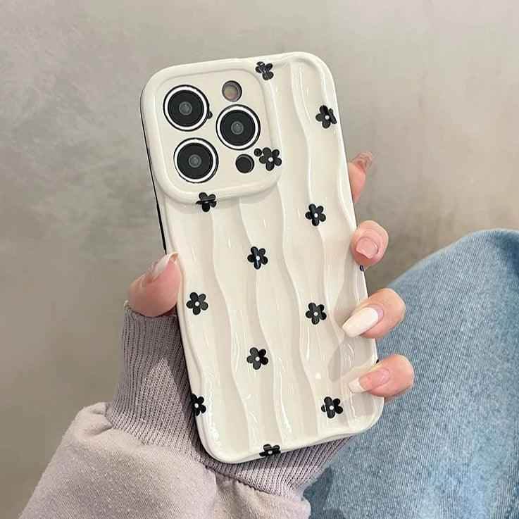 Heart Dot Flowers Water Ripple Cute Phone Cases for iPhone 11, 12, 13, 14, 15 Pro Max - Touchy Style
