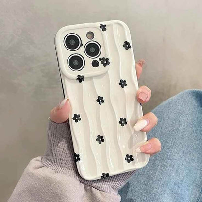 Heart Dot Flowers Water Ripple Cute Phone Cases for iPhone 11, 12, 13, 14, 15 Pro Max - Touchy Style .