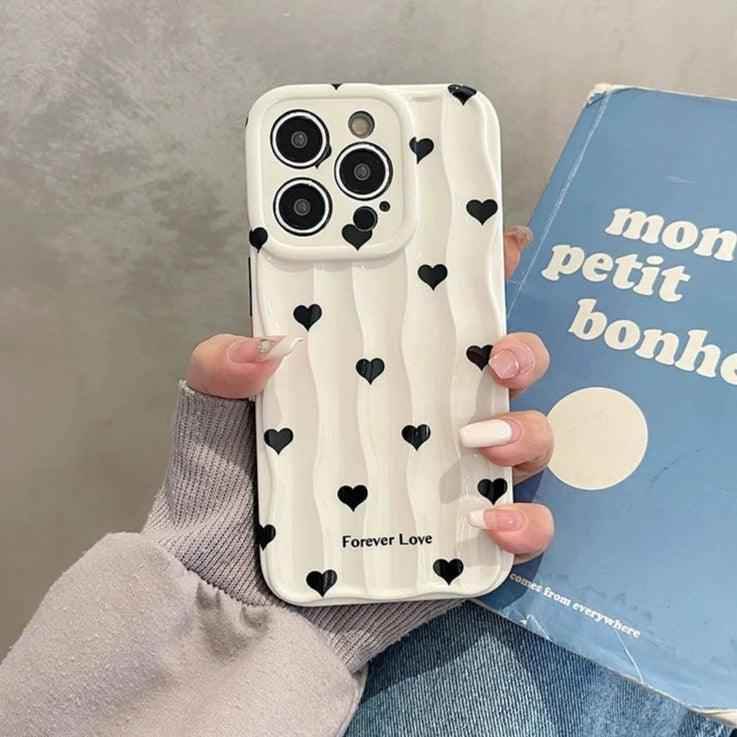 Heart Dot Flowers Water Ripple Cute Phone Cases for iPhone 11, 12, 13, 14, 15 Pro Max - Touchy Style .