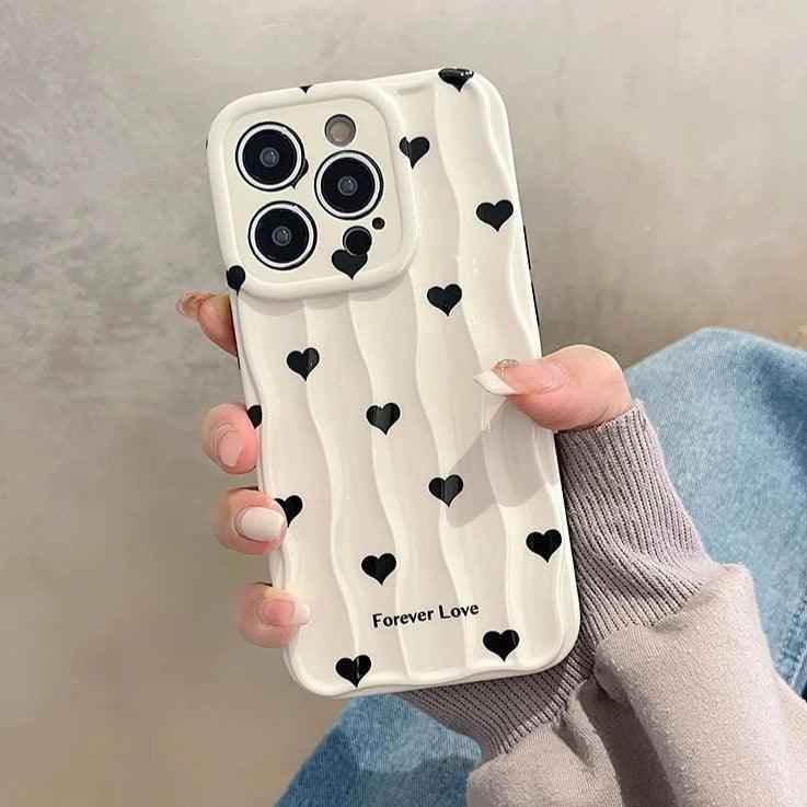 Heart Dot Flowers Water Ripple Cute Phone Cases for iPhone 11, 12, 13, 14, 15 Pro Max - Touchy Style .