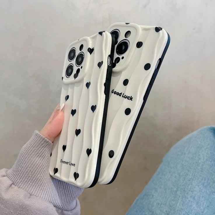 Heart Dot Flowers Water Ripple Cute Phone Cases for iPhone 11, 12, 13, 14, 15 Pro Max - Touchy Style