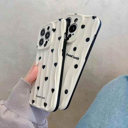 Heart Dot Flowers Water Ripple Cute Phone Cases for iPhone 11, 12, 13, 14, 15 Pro Max - Touchy Style