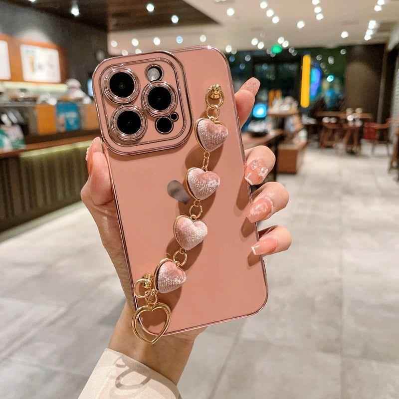 Heart of Gold: Mini Heart Plated Silicone Cute Phone Cases for iPhone 14, 13, 12 Pro, 11 Pro Max, and Plus - Touchy Style