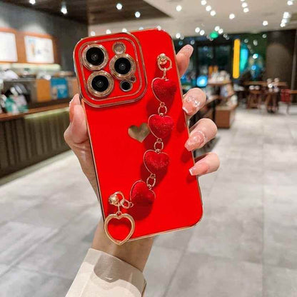 Heart of Gold: Mini Heart Plated Silicone Cute Phone Cases for iPhone 14, 13, 12 Pro, 11 Pro Max, and Plus - Touchy Style