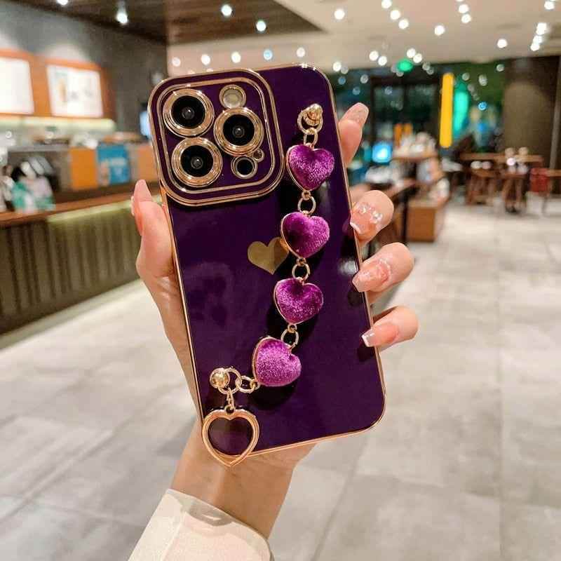 Heart of Gold: Mini Heart Plated Silicone Cute Phone Cases for iPhone 14, 13, 12 Pro, 11 Pro Max, and Plus - Touchy Style .