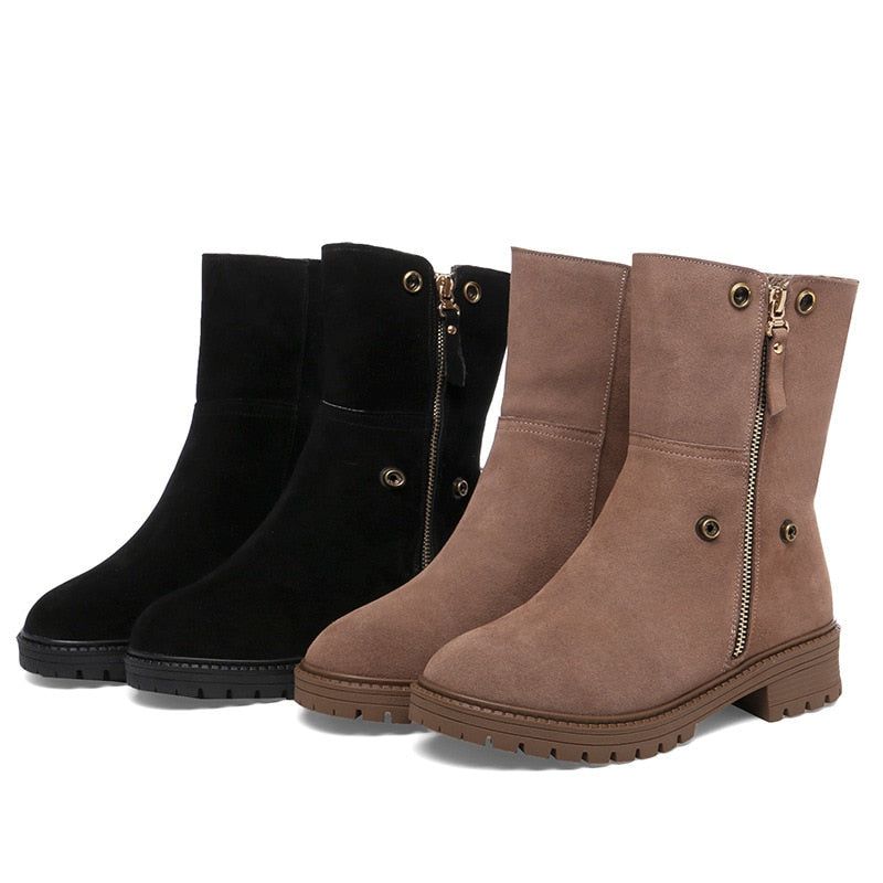 High-Quality Suede Leather Boot Women&