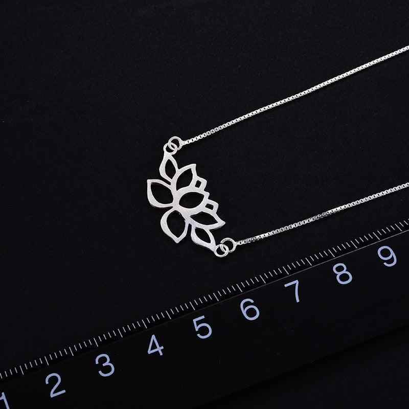 Hollow Out Lotus Necklace - 925 Sterling Silver Charm Jewelry (GX326) - Touchy Style