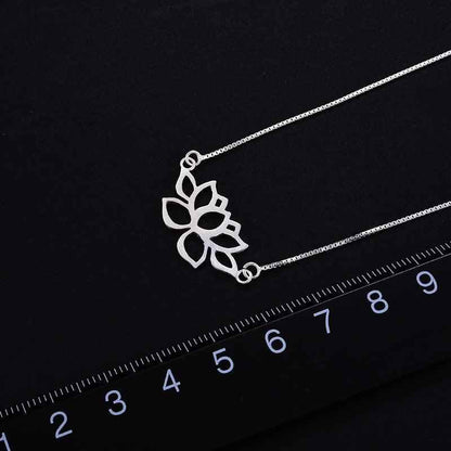 Hollow Out Lotus Necklace - 925 Sterling Silver Charm Jewelry (GX326) - Touchy Style