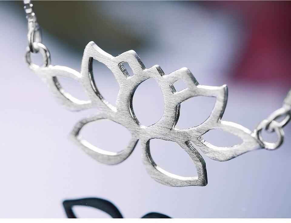 Hollow Out Lotus Necklace - 925 Sterling Silver Charm Jewelry (GX326) - Touchy Style