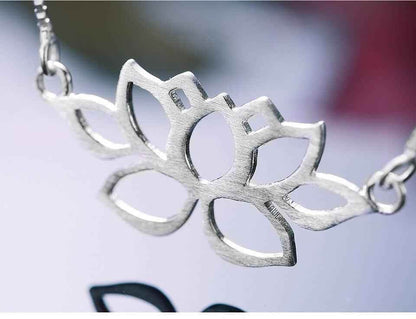 Hollow Out Lotus Necklace - 925 Sterling Silver Charm Jewelry (GX326) - Touchy Style