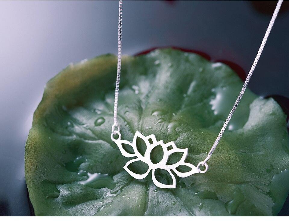 Hollow Out Lotus Necklace - 925 Sterling Silver Charm Jewelry (GX326) - Touchy Style .