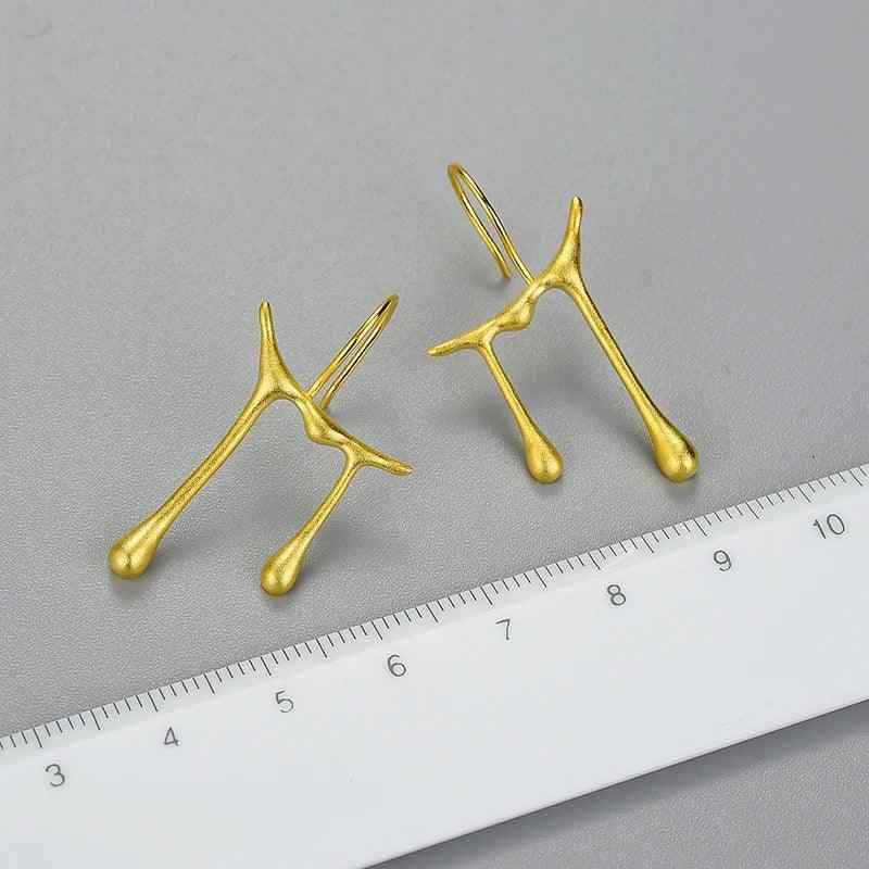 Honey Drops Asymmetric Charm Jewelry Set (LFJS0068) with 925 Sterling Silver Earrings and Rings - Touchy Style