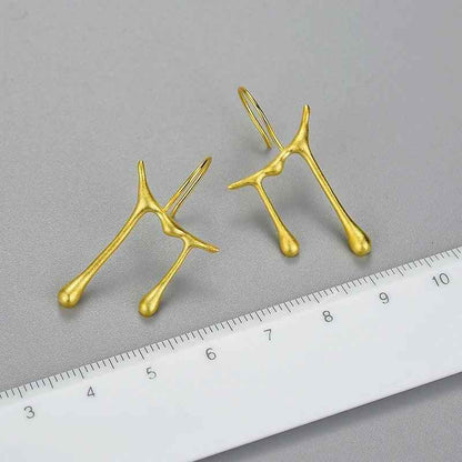 Honey Drops Asymmetric Charm Jewelry Set (LFJS0068) with 925 Sterling Silver Earrings and Rings - Touchy Style