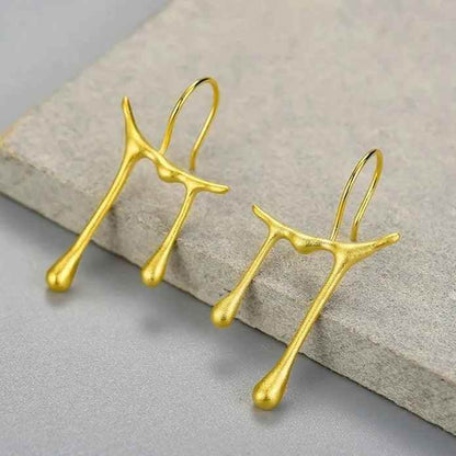 Honey Drops Asymmetric Charm Jewelry Set (LFJS0068) with 925 Sterling Silver Earrings and Rings - Touchy Style
