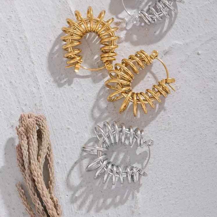 Hoop Earrings Charm Jewelry - Round Hollow Geometric - YH1591A - Touchy Style