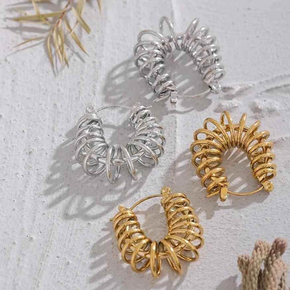 Hoop Earrings Charm Jewelry - Round Hollow Geometric - YH1591A - Touchy Style