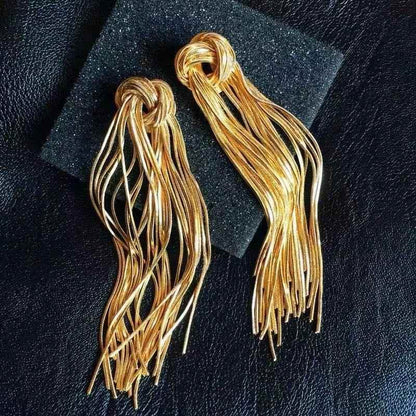 Hyperbole Long Metal Tassel Drop Earrings Charm Jewelry - FV205 - Touchy Style
