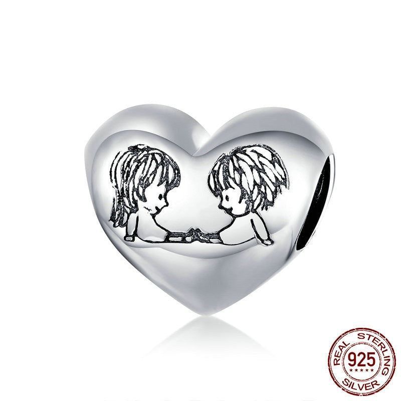 Innocence Childhood Heart 925 Sterling Silver Pendant Charm Jewelry BOS21 Without Chain - Touchy Style .